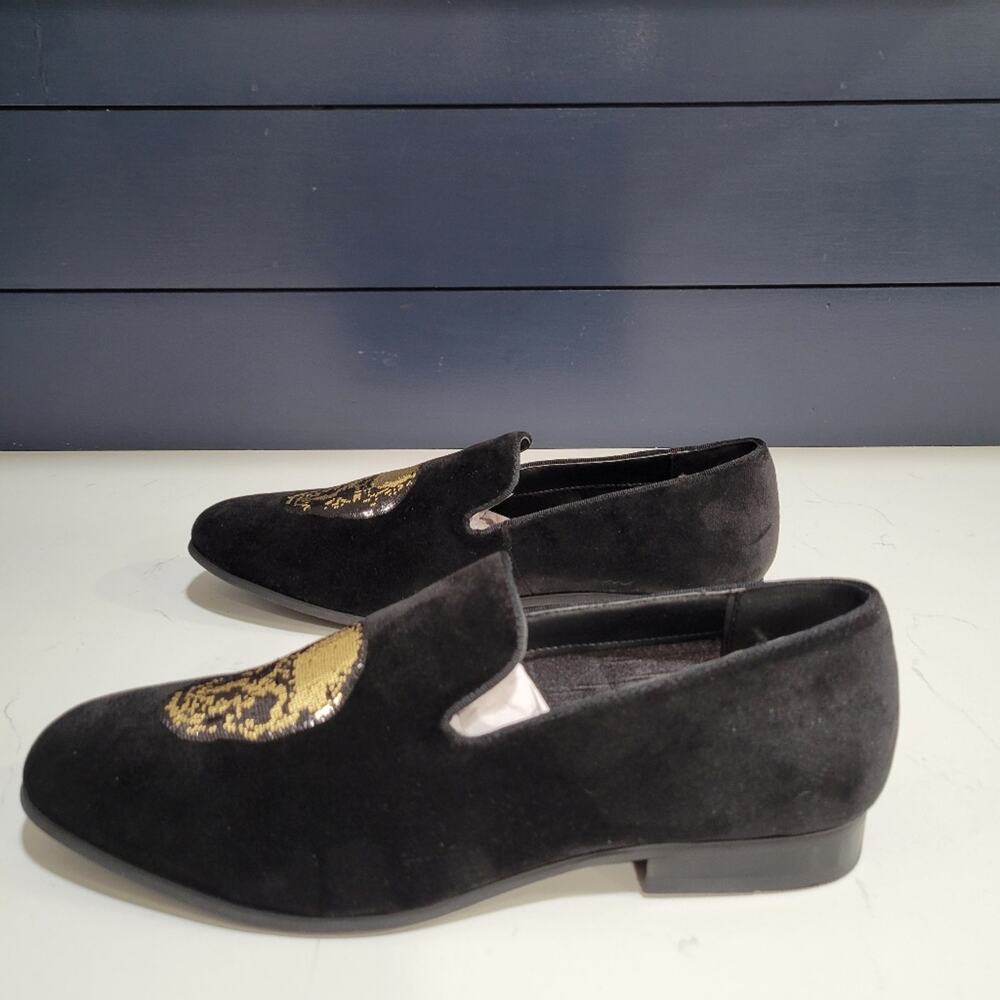 INC International Concepts Nova Velvet Loafer Slipper Shoes Skull Embellished - Picture 3 of 9